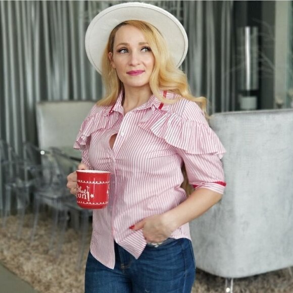 Stripes & Ruffles Button Down Top - Picture 4 of 4